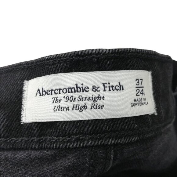 Abercrombie & Fitch The 90s Straight Ultra High Rise Black Jeans Size 37 24 Long - Picture 11 of 12